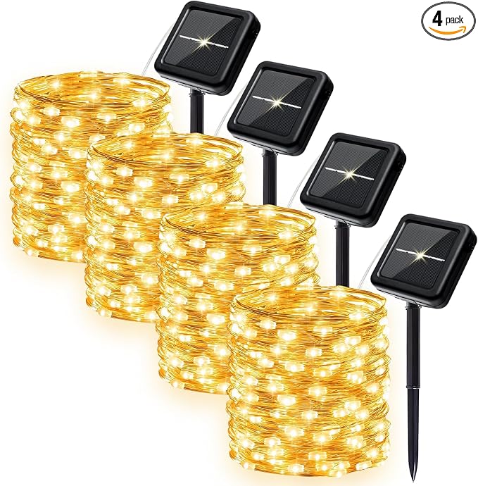 4-Pack Solar Fairy Lights Outdoor, 800 LEDs 264FT Extra-Long Solar String Lights by SyouHome