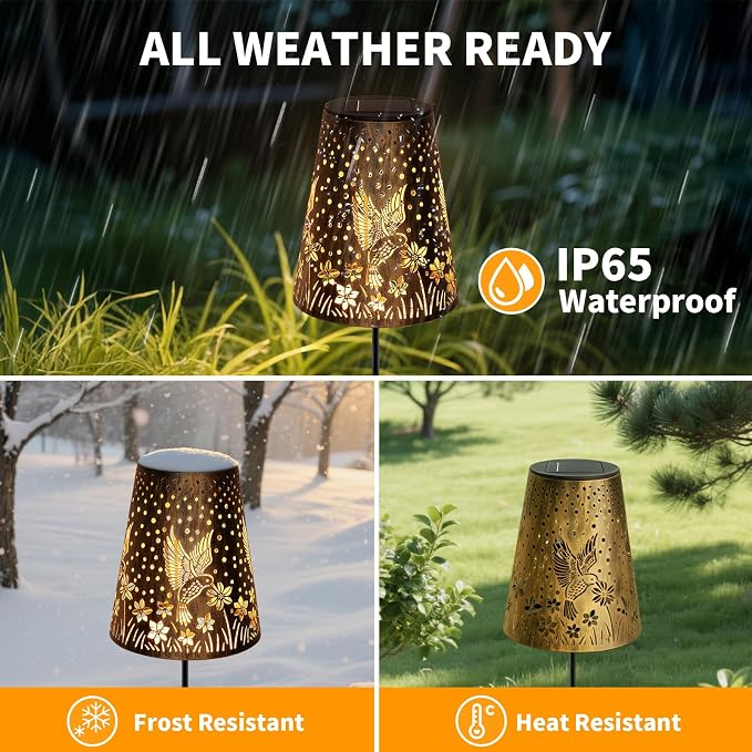 Solar Pathway Lights Outdoor, LED Bright Metal Retro Waterproof, Outside - Image 4