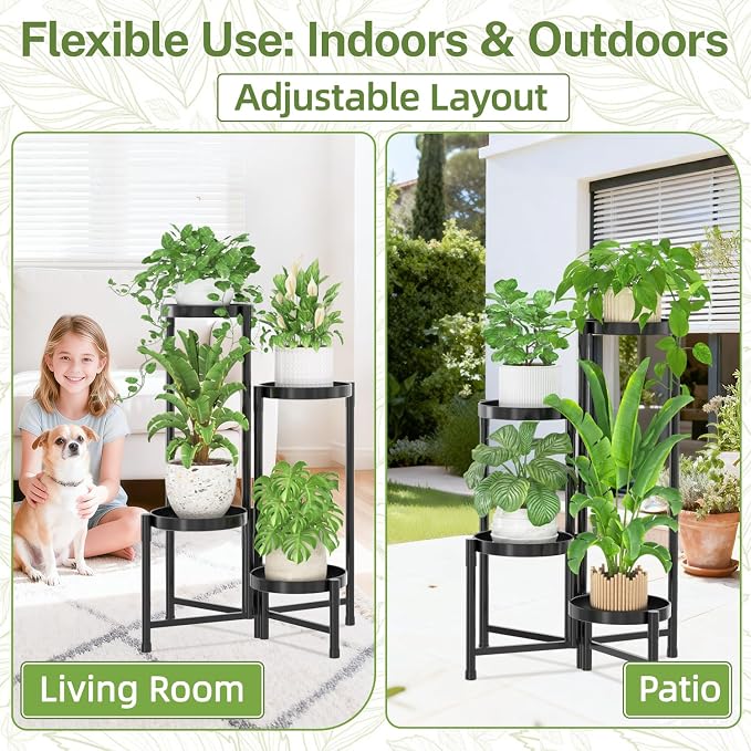 iDavosic.ly Plant Stand Indoor Outdoor, 4 Tier Corner Metal Flower Display - Image 6