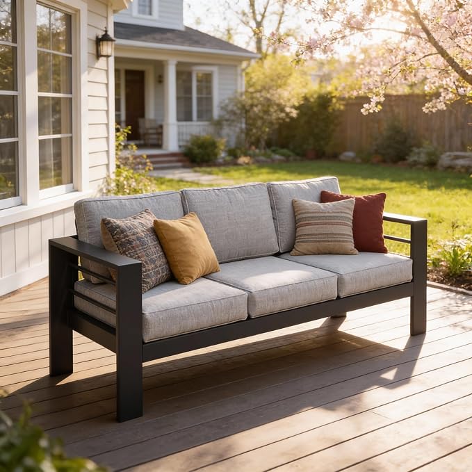 Kiss the Water Outdoor Couch Aluminum Patio Furniture Sofa, 3 Seat All-Weather by KisstheWaterPatioTool