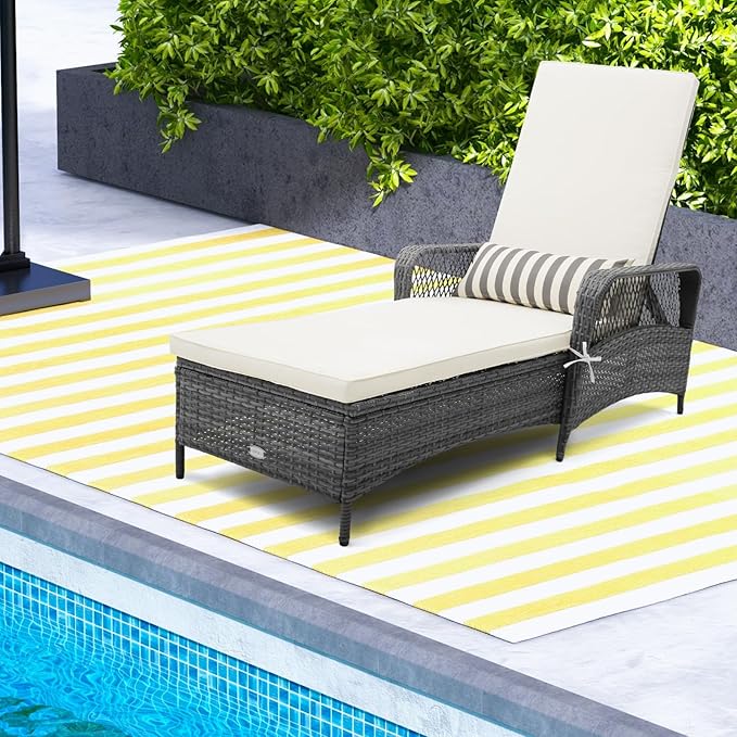 Tangkula Wicker Chaise Lounge Outdoor Set of 2, Patio Rattan Reclining Chaise - Image 4