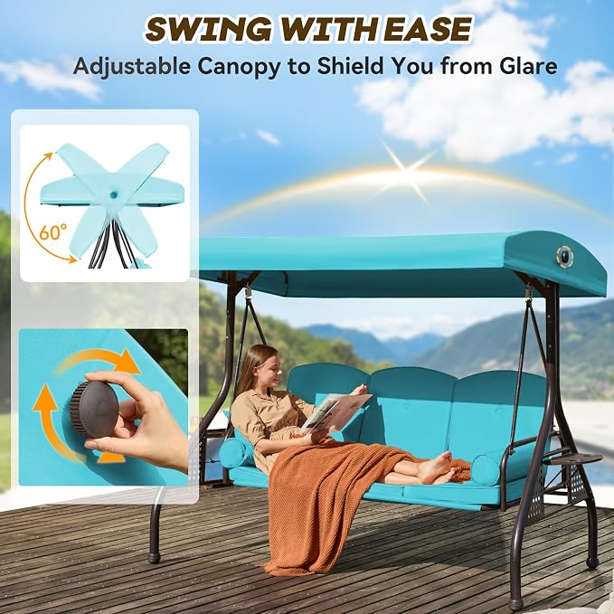 3 in 1 Patio Swing with Adjustable Canopy - Image 4