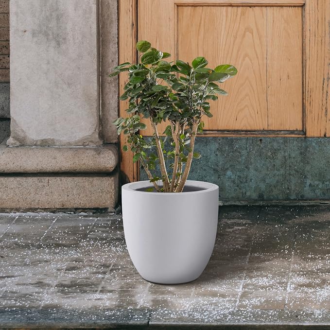 Kante 13.4" Dia Round Concrete Planter, Large Outdoor Modern Indoor Decorative - Image 7