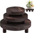 3 Pcs Wood Plant Stand Indoor Outdoor, Round Wood Riser by Letyourd%C3%A9cormoreglamorous