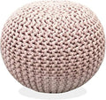 FRELISH DECOR Round Pouf Ottoman Hand Knitted 100% Cotton Pouf Foot Stool by FrelishDecor