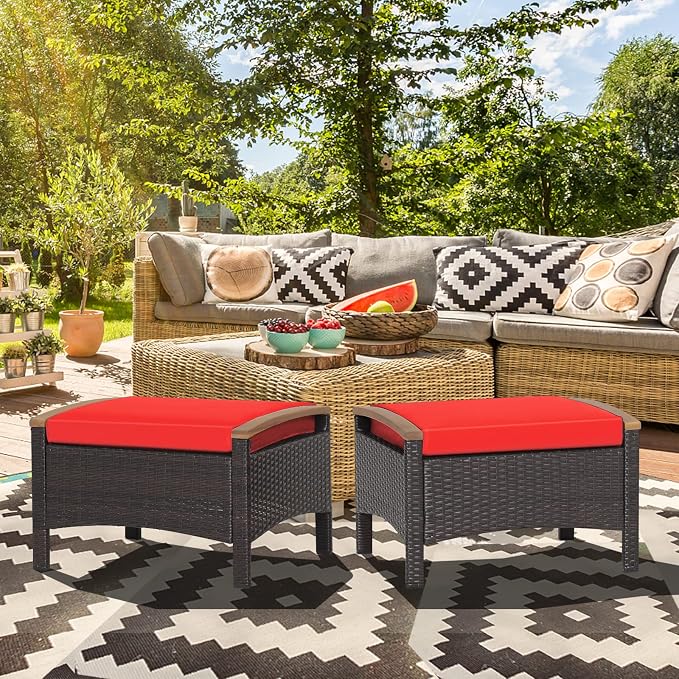 RELAX4LIFE Outdoor Wicker Ottomans - Image 9