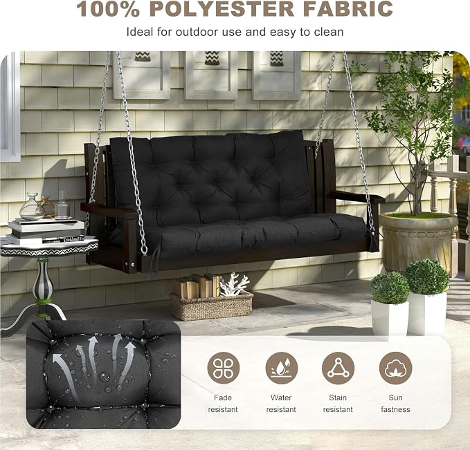 Porch Swing Cushion with Backrest, Waterproof Bench Cushion - Image 2
