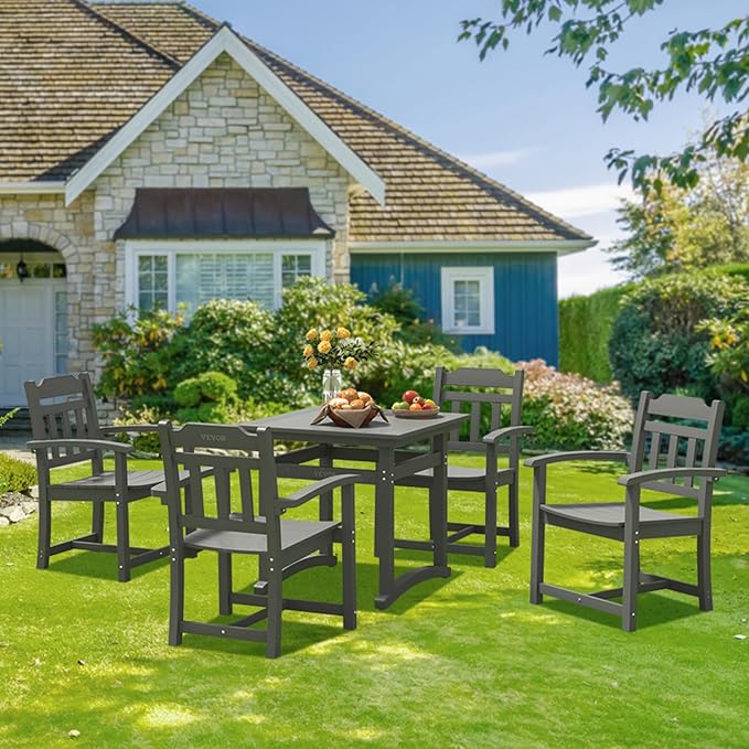VEVOR Outdoor HIPS Patio Dining Set, 5 Pieces Patio Table and Chairs Set - Image 8