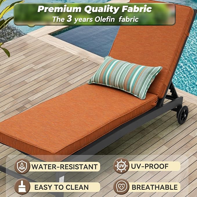 Outdoor Chaise Lounge Cushions, Olefin Lounge Cushion, Rainproof Color - Image 5