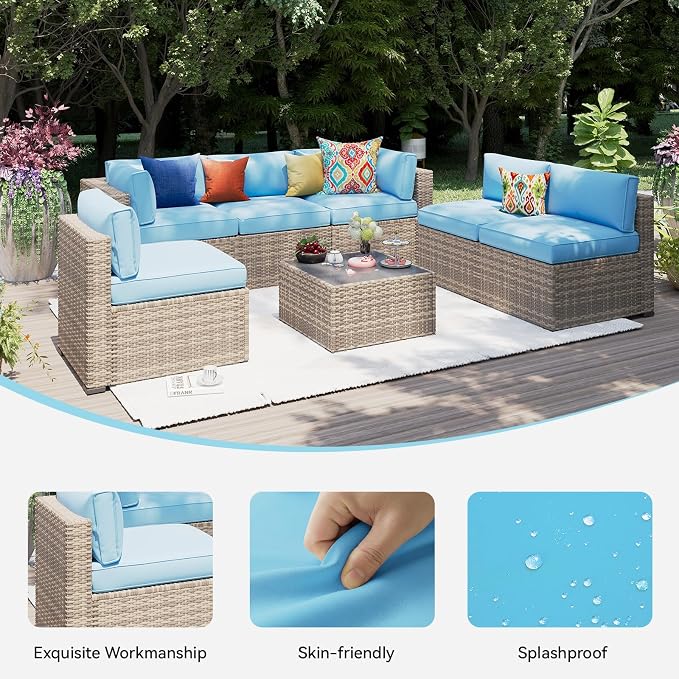 Aoxun 14pcs Patio Cushion Covers Replacement, Waterproof Outdoor Furniture - Image 3