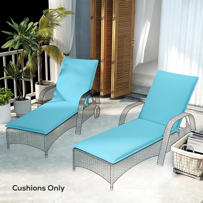 Outsunny Outdoor Lounge Chair Cushion Set of 2, UPF50+ 200gsm Fabric and 25D - Image 9