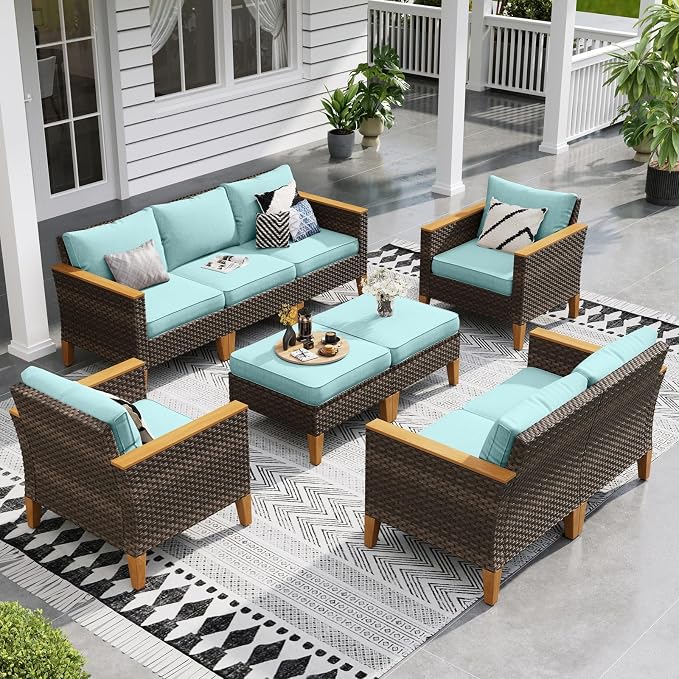 Sophia & William Patio Furniture Sets, 9 Piece Sectional Outdoor Rattan Wicker by SophiaWilliam