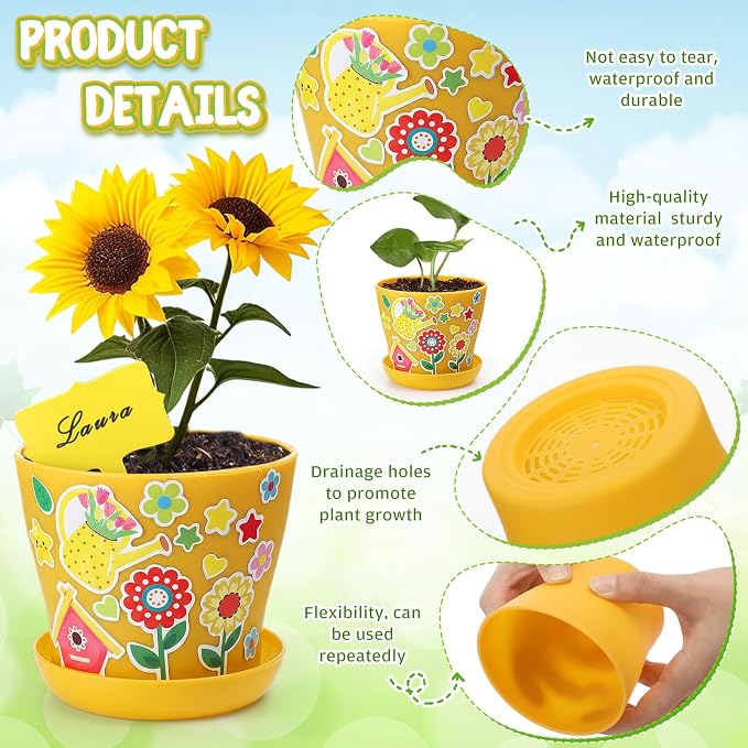 Capoda 48 Sets Garden Flower Pots Crafts Kit DIY Spring Plastic Seedling - Image 3
