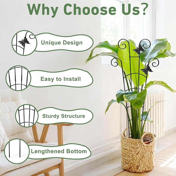 30'' Larger Plant Trellis Indoor, Expandable Metal Trellis - Image 5