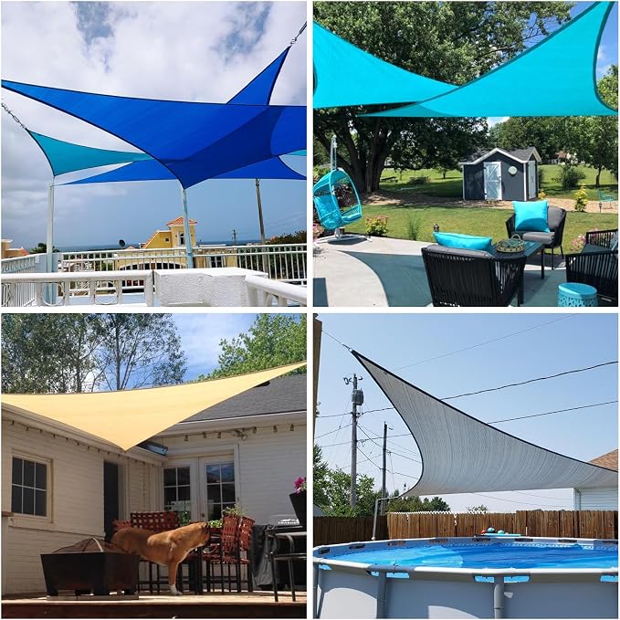 Patio Paradise 8' x 8' x 11.3' Beige Sun Shade Sail Triangle Right Canopy Shade - Image 2