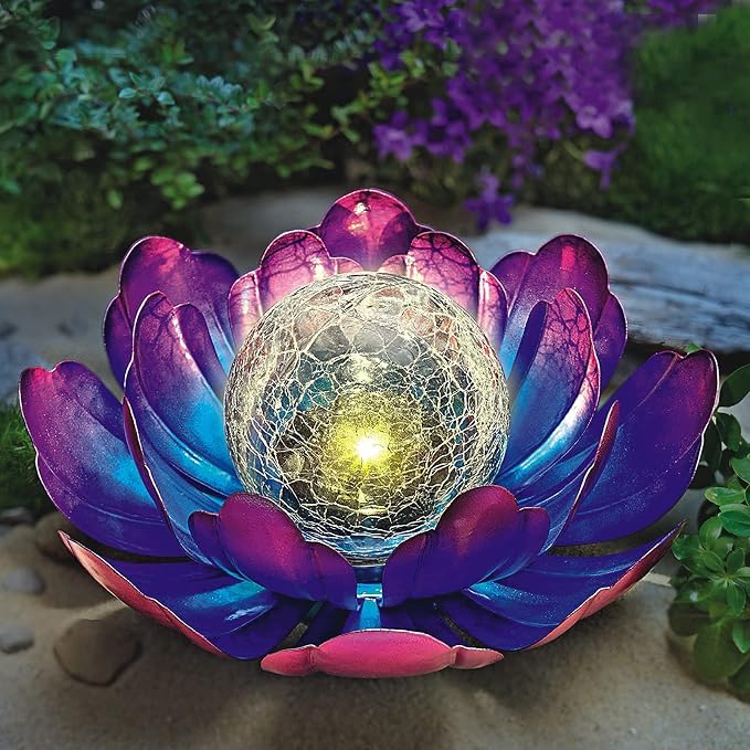 WNP Solar Lotus Flower Light Outdoor Decorations, Solar Powered Outdoor Garden - Image 2