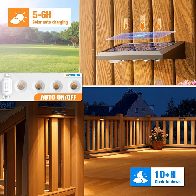 VOLISUN Solar Fence Lights 12-Pack - Image 4