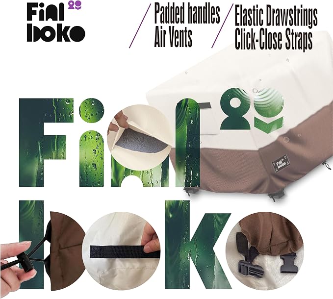 Patio Ottoman Cover, 100% Waterproof 600D Heavy Duty Outdoor Table Cover - Image 7