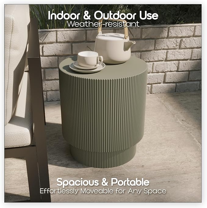 LeisureMod Modern Side Table Round Fiberstone Top Accent End Table - Image 6