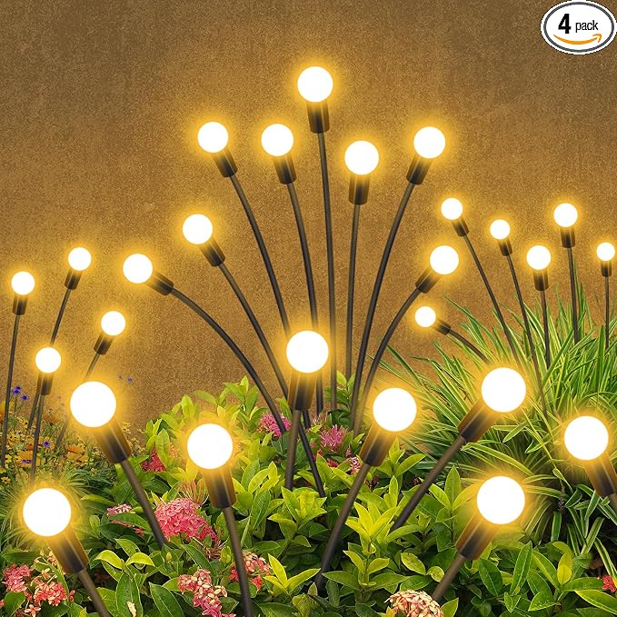 Solar Garden Lights Outdoor Waterproof, 4 Pack 32 LED Swaying Light Firefly by YShengMian