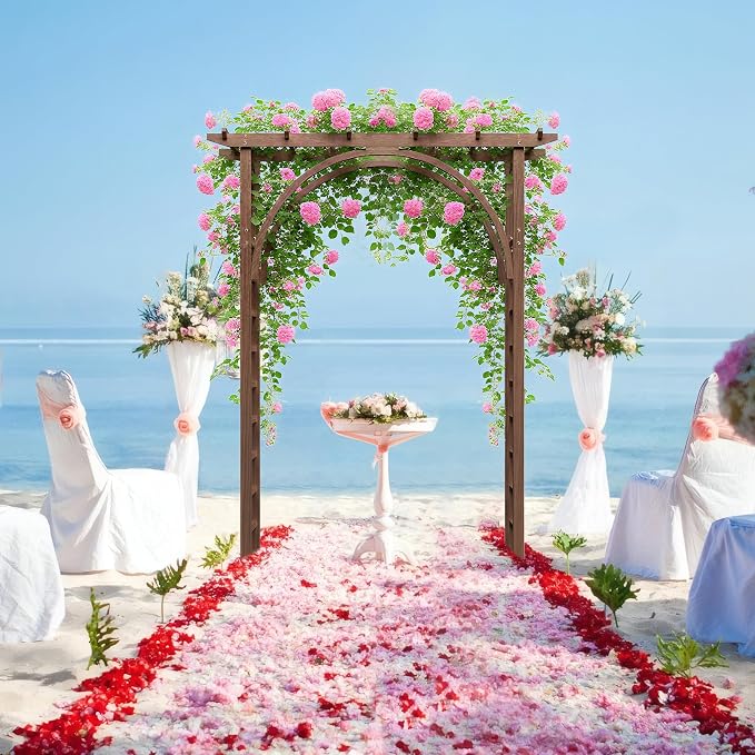 85 inch Garden Arbor Arch, Solid Wood Wedding Arch Ceremony Backyard, Rustic - Image 9