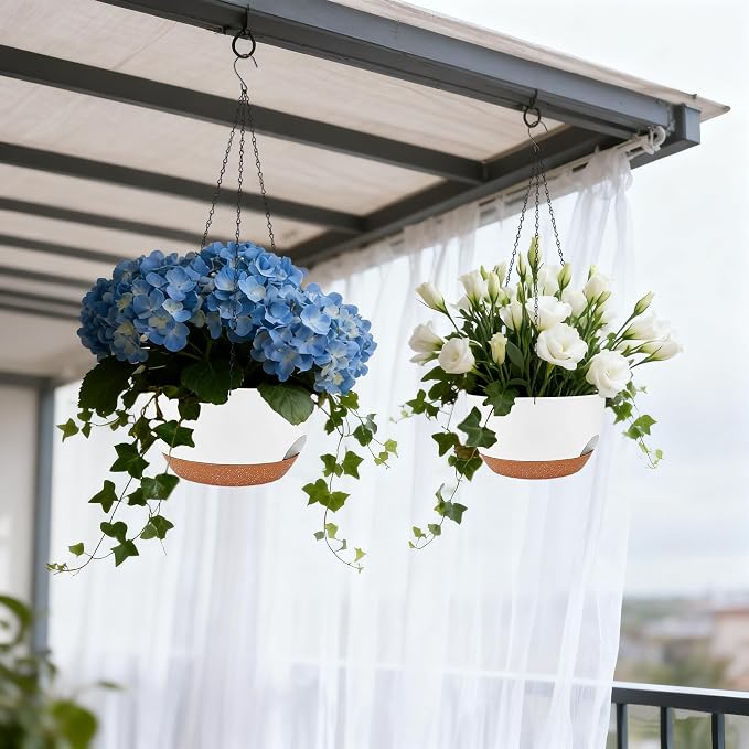 Set of 2-8 Inch Self Watering Hanging Planters - Image 8