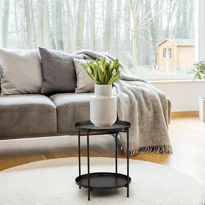 Outvita 2 Tier End Table, Metal Side Table - Image 9