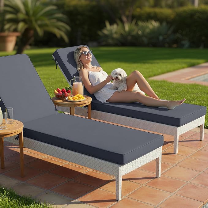 Chaise Lounge Cushions Outdoor Set of 2 - Image 2