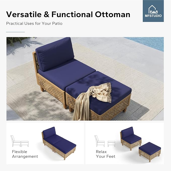 MFSTUDIO Wicker Patio Furniture Set, Rattan Outdoor Couch Sectional Sofa - Image 4