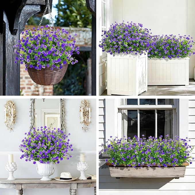 20 Bundles Artificial Flowers for Outdoors Fake Plastic Flowers UV Resistant - Image 6