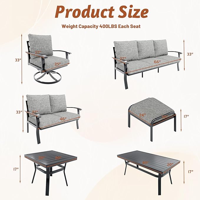 HOMREST Metal Outdoor Ottoman, 2-Piece Aluminum Footstool w/Removable Cushion - Image 3