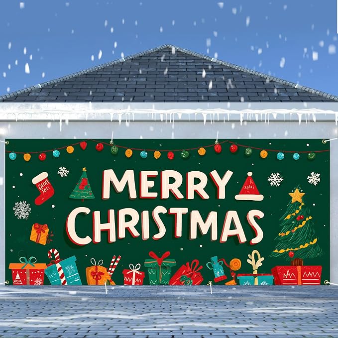 ANNA QUEEN Merry Christmas Gift & Tree Garage Door Banner 6 x 13FT, Holiday - Image 7