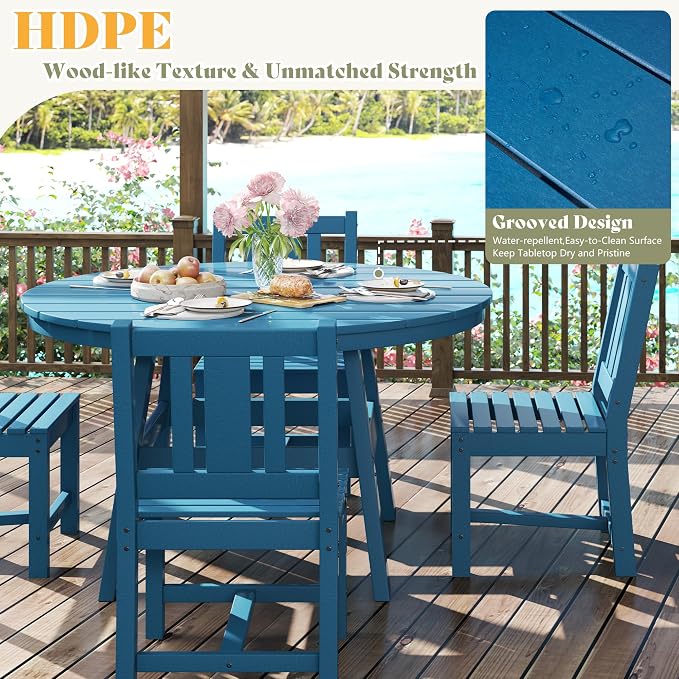AMERLIFE 5 Piece HDPE Outdoor Dining Table & Chairs Set, All-Weather Patio - Image 4