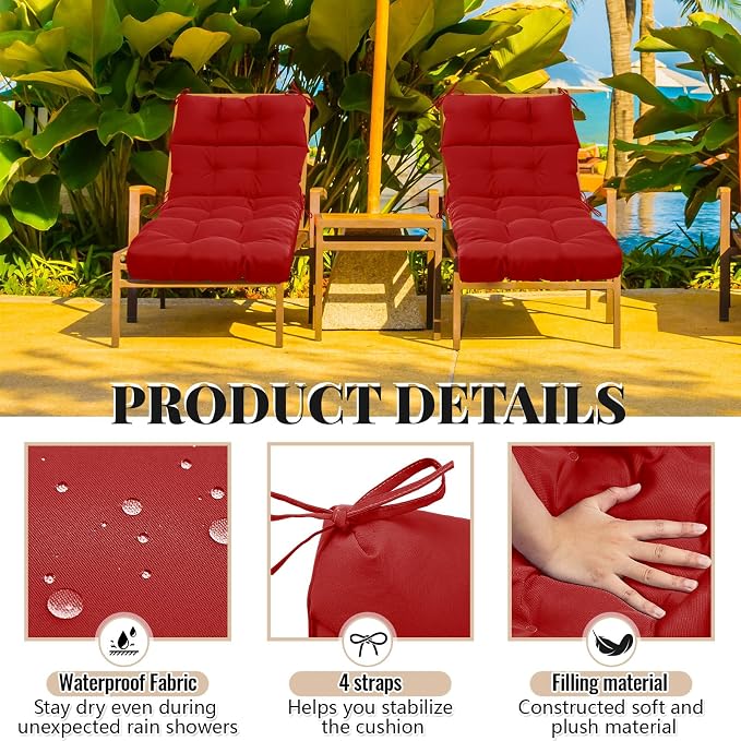 Kigley 4 Pcs Chaise Lounge Cushions 75 x 22 x 5 Inches Soft Lounge Chair - Image 5