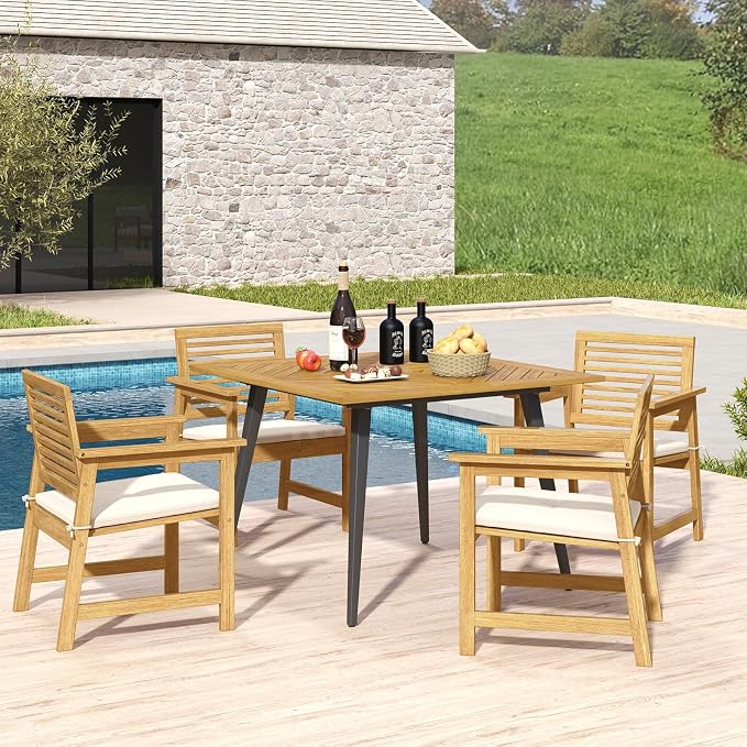 Tangkula 42.5" Acacia Wood Outdoor Dining Table - Image 4