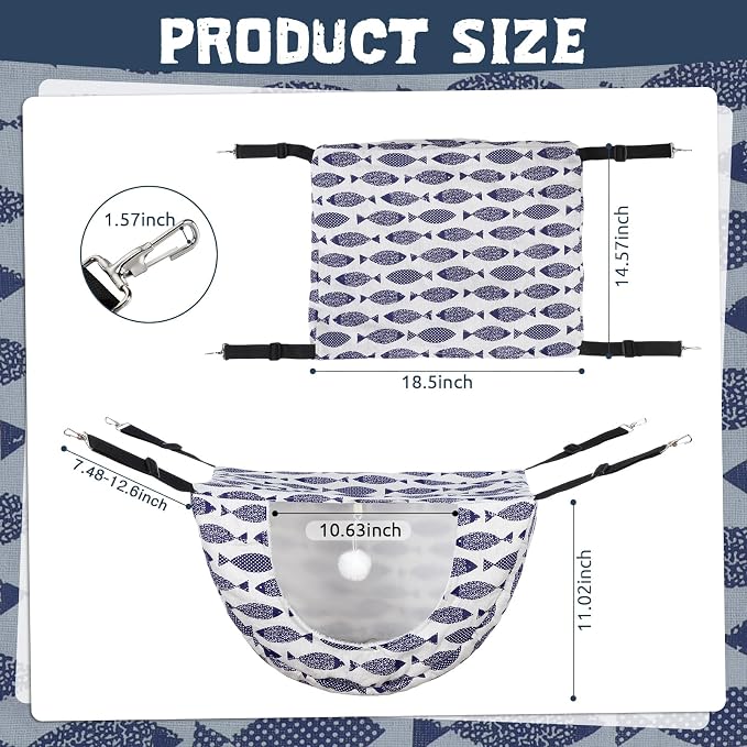 Unittype 2 Pieces Cat Cage Hammock Hanging Pet Bed Double Layer Soft Plush - Image 2
