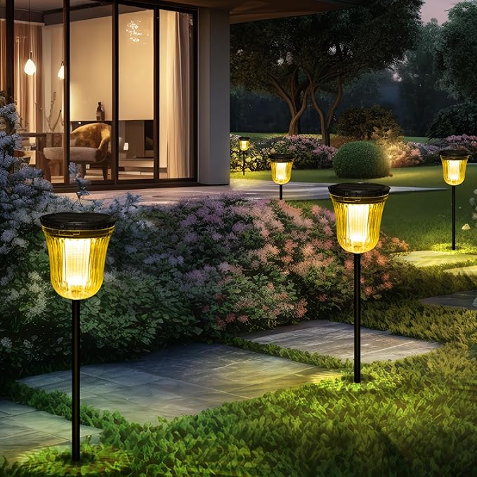 Solar Pathway Lights Outdoor, Solar Lights Outdoor Waterproof IP65, 200 LM Auto by WTGEGF-EnjoythegentleembraceofthesunHighlumenslightupyouroutdoorspace