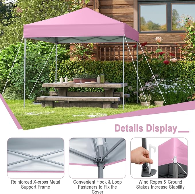 Tangkula 6.6x6.6 Ft Pop Up Canopy, 1 Person Instant Setup Canopy Tent - Image 2