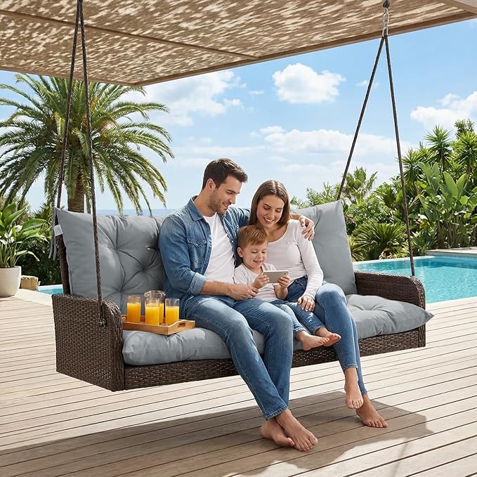 Waterproof Porch Swing Cushion Replacement, 2–3 Seat Swing Seat Cushion - Image 2