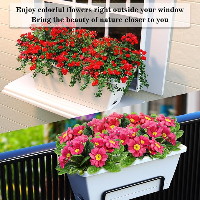 8pcs Rectangle Window Boxes Planters, 17 Inches Long Window Sill Planter Box - Image 2