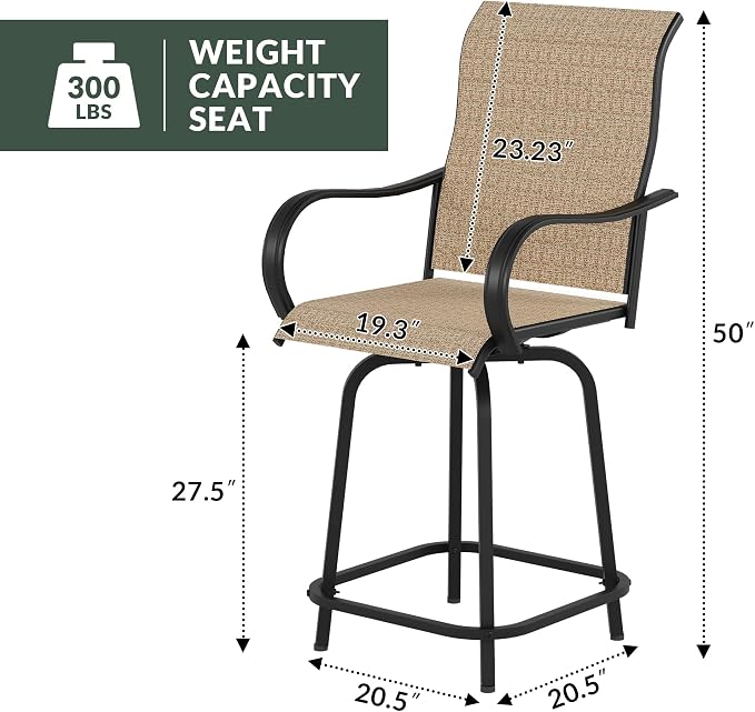 Patio Swivel Bar Stools Set of 6 - Image 3