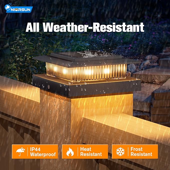 NIORSUN Solar Post Cap Lights Outdoor Waterproof, 4x4 Post Solar Lights RGB - Image 5