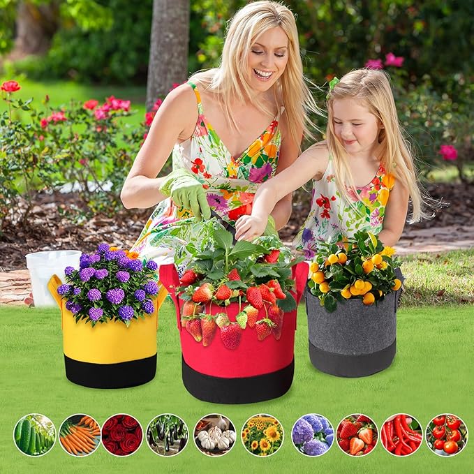 Grow Bags 5 Gallon, 6 Pack Fabric Plant Pots - Image 5