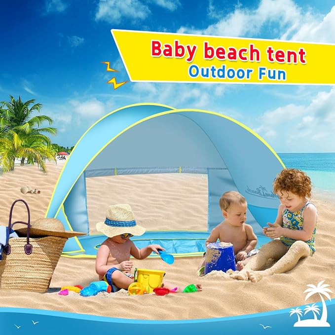 Monobeach Baby Beach Tent with Sun Hat Pop Up Portable Shade Pool UPF50+ UV - Image 4