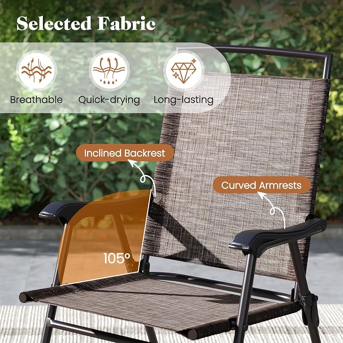 Goplus Patio Bistro Set, 3-Piece Patio Dining Furniture Set - Image 4