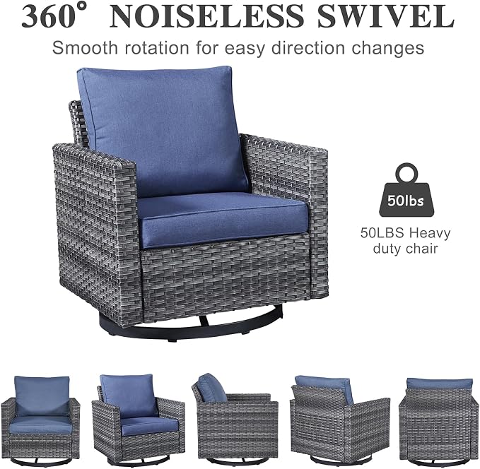 Belord 6 Piece Outdoor Furniture Patio Wicker Sofa Set, Oversize Outdoor Swivel - Image 5