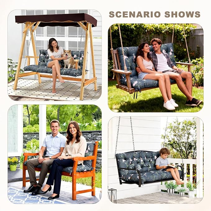 Porch Swing Cushion with Backrest, Waterproof Bench Cushion - Image 7