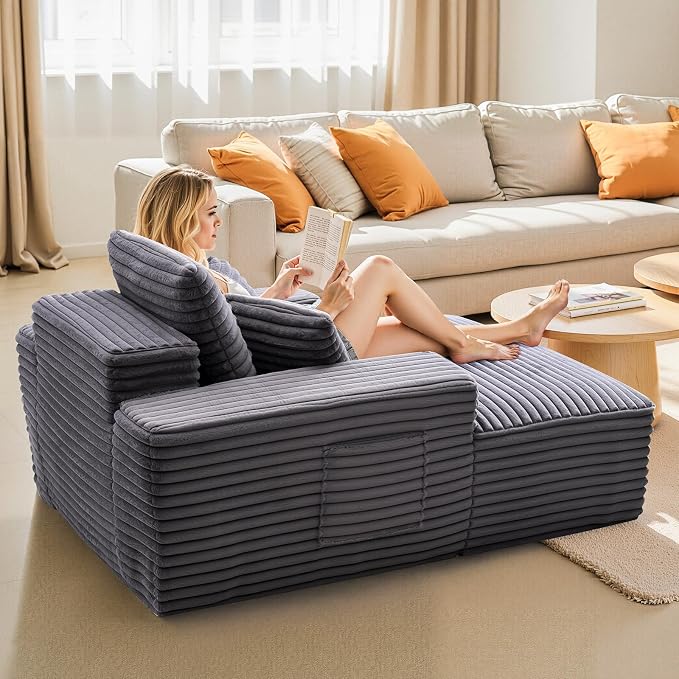 VEVOR Chaise Lounge Chair, 48 in Boneless Chaise Lounge Indoor, Modern - Image 2