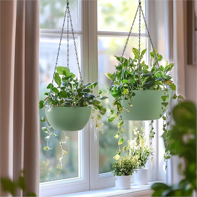 T4U 8 Inch Hanging Planter for Indoor Plants, 2 Pack Small Pots - Image 3