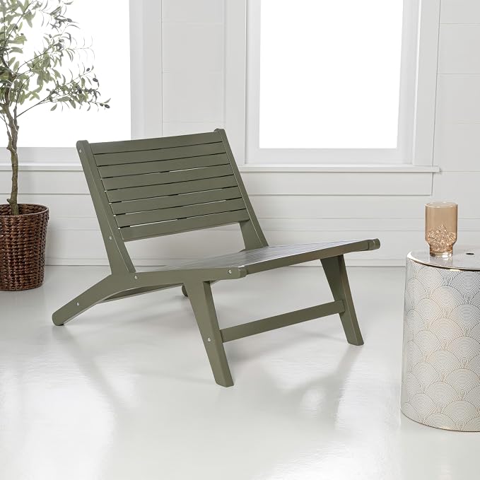JONATHAN Y PAT2000D Leo Mid-Century Modern Wood Armless Outdoor Lounge Chair - Image 5